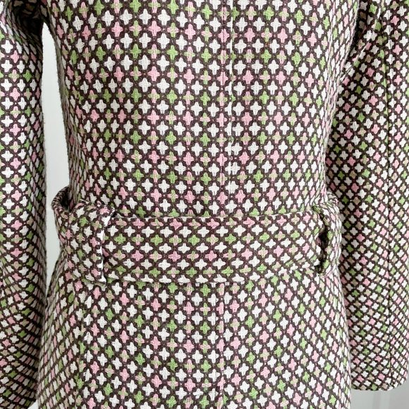 Preppy Pink Green Tweed Coat With Belt (S) Blendshe - Picture 11 of 14